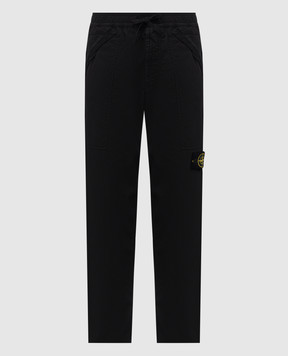 Stone Island Black pants with logo patch K2S153100002S0010