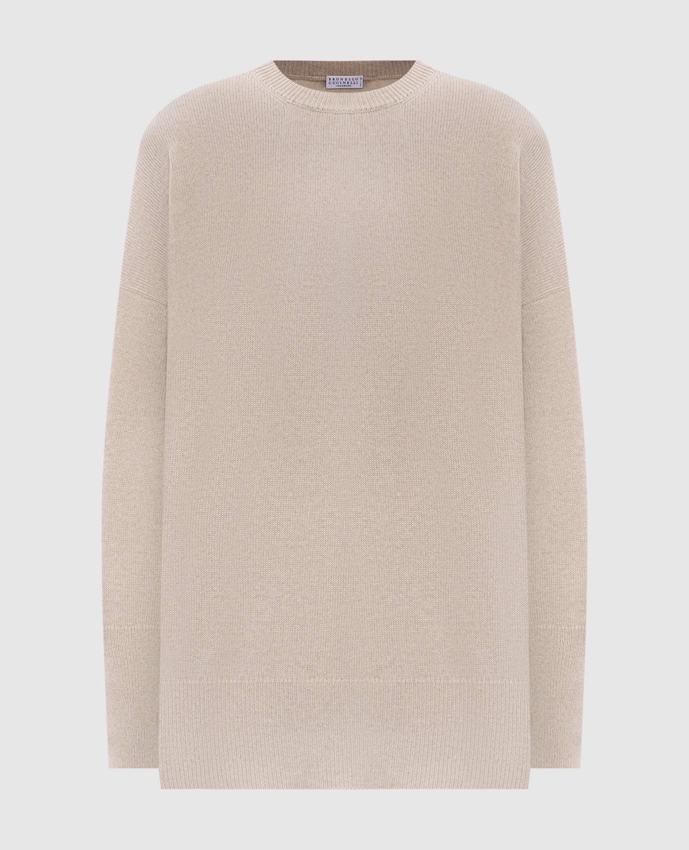 Beige cashmere sweater with monil chain Brunello Cucinelli