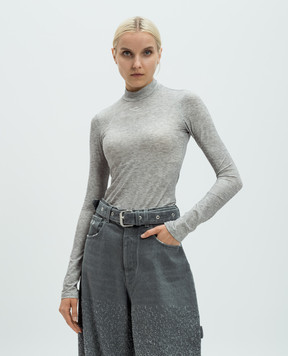 SSHEENA Gray melange longsleeve with crystals 24FWTURTLETF24009