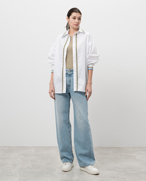 Momoni White PEDREIRA shirt with geometric embroidery 255MMOSH012255MO27