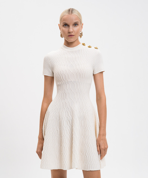 balmain white mini dress Rhinestone Embellished Viscose Blend Mini Dress Balmain
