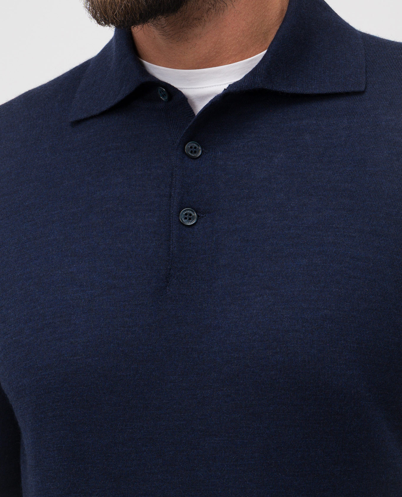 

Blue wool and cashmere long-sleeved polo shirt Brunello Cucinelli