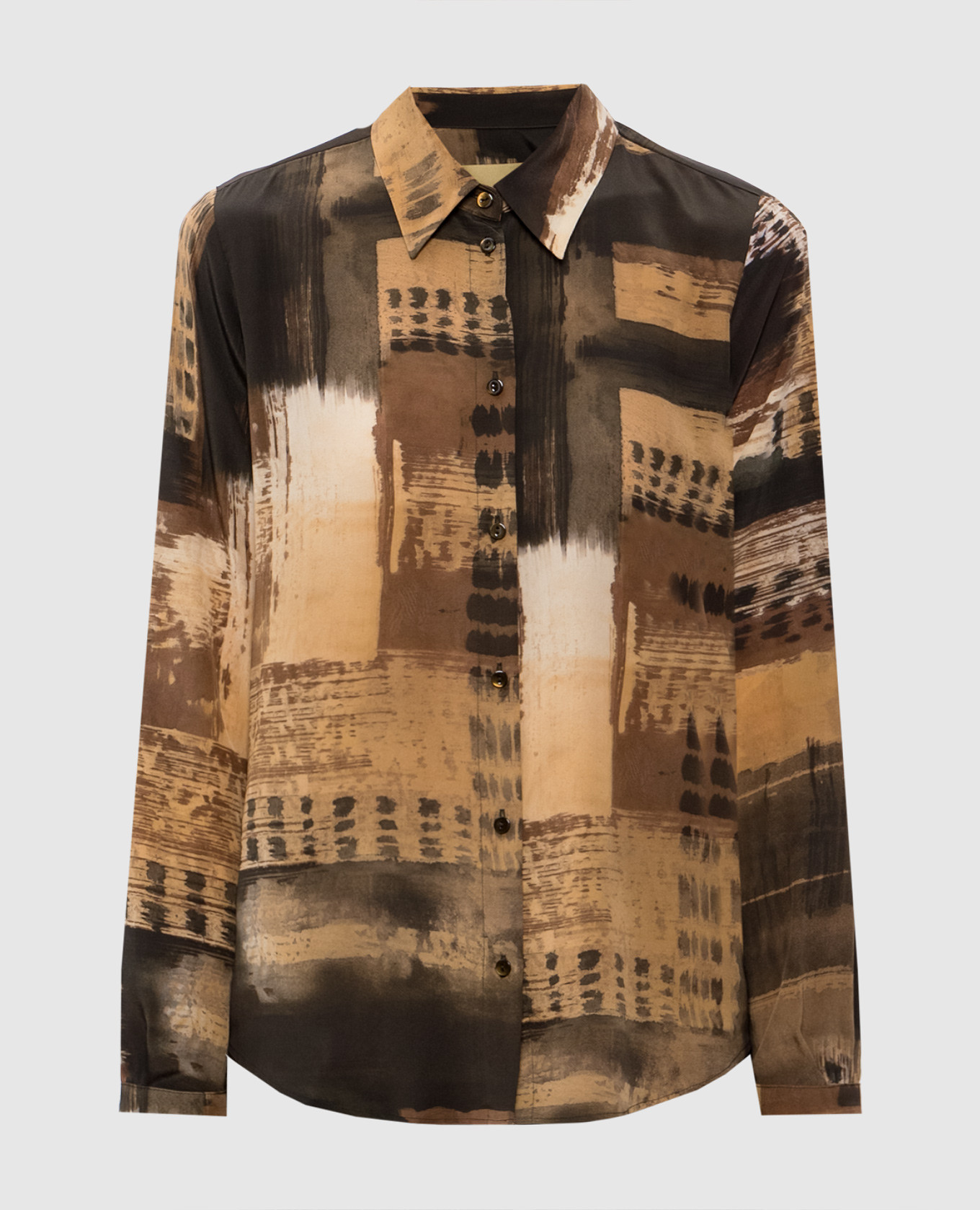 

Meudon khaki printed silk blouse Momoni