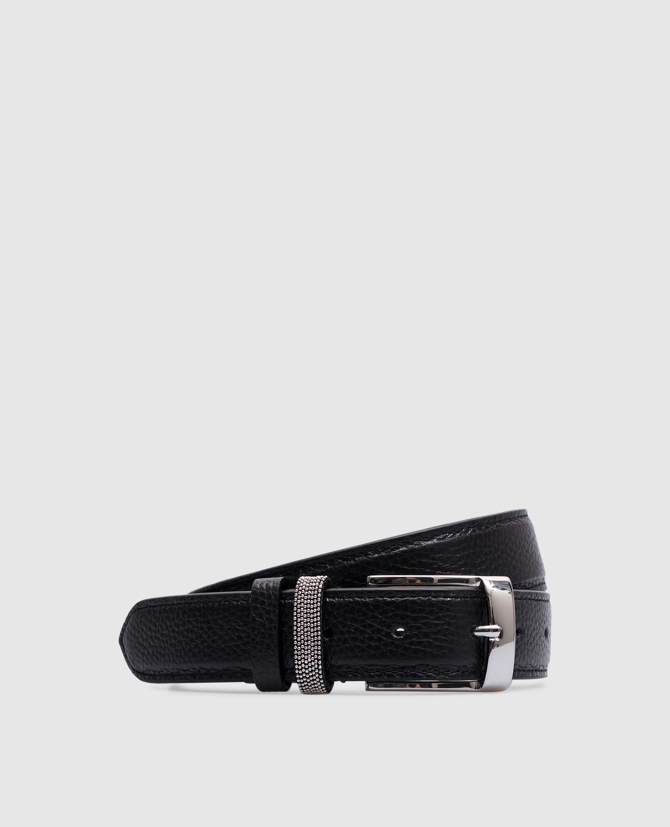 

Black leather belt with monil chain Peserico