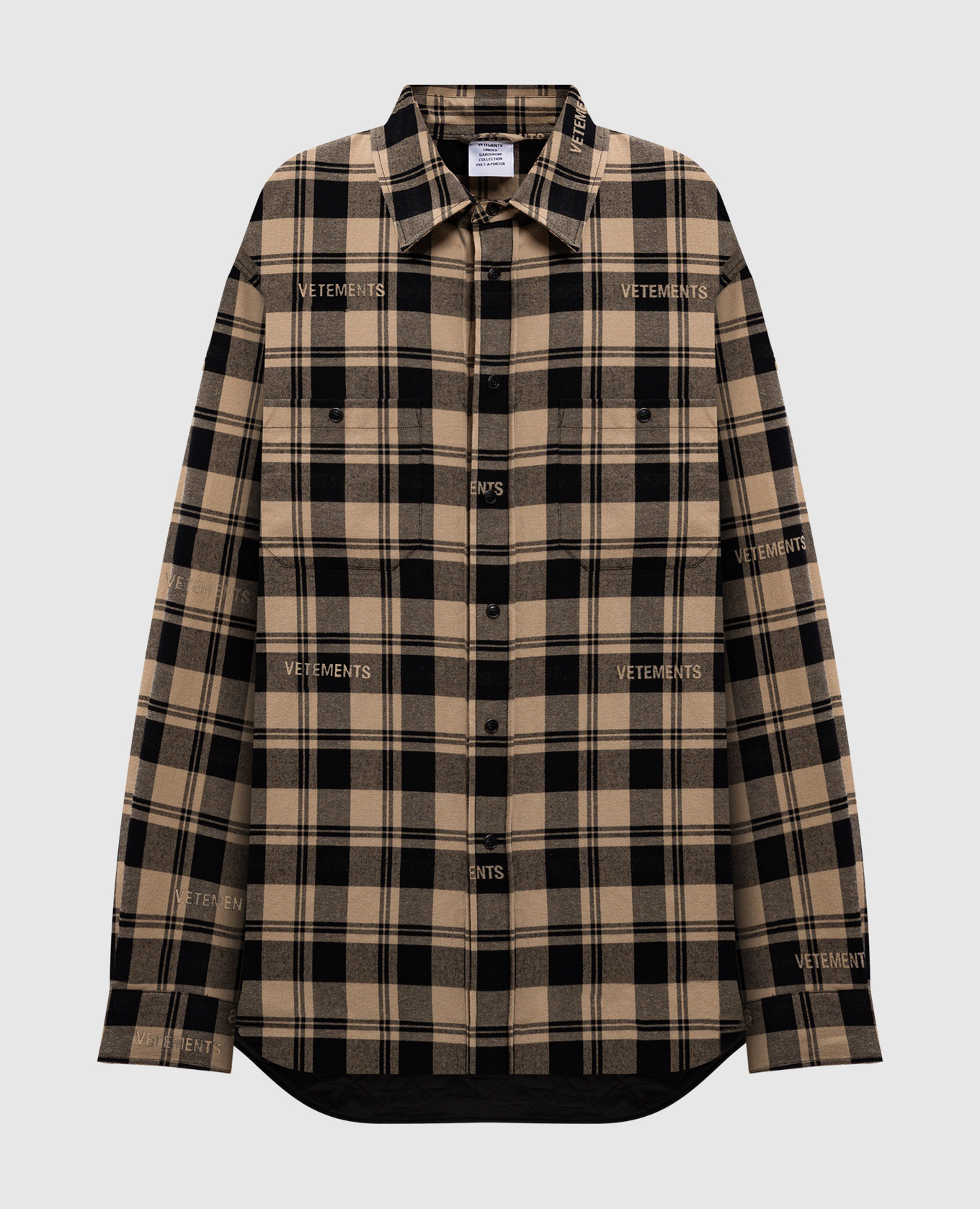 

Beige jacket in the style of a checkered shirt Vetements