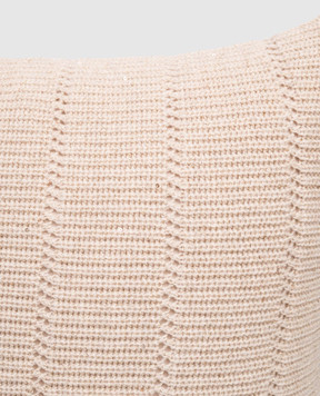 Brunello Cucinelli Beige cashmere and wool pillow with lurex MLBM738201