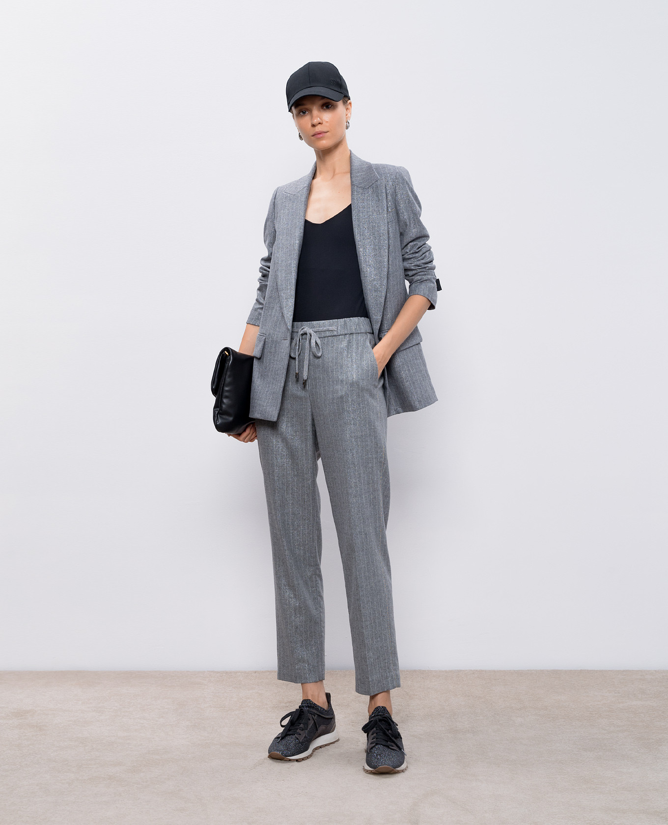 Gray trousers in a stripe with wool Peserico 2