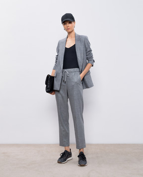 Peserico Gray trousers in a stripe with wool P0477501969