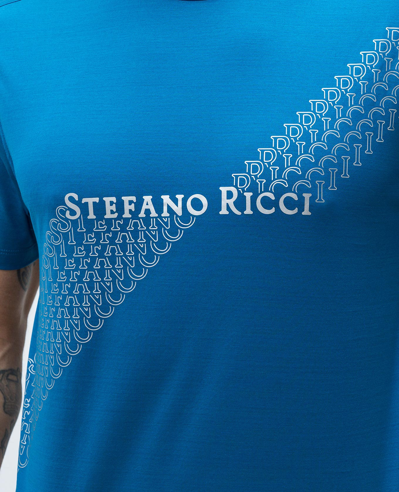 

Blue t-shirt with logo print Stefano Ricci