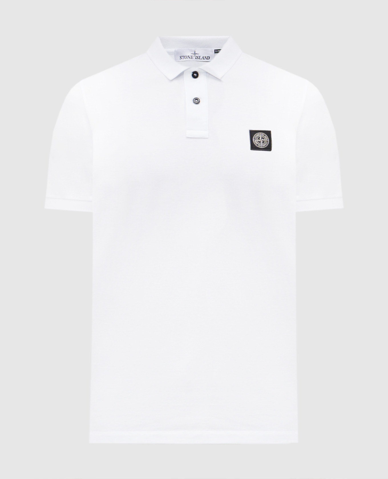 

White polo with logo patch Stone Island