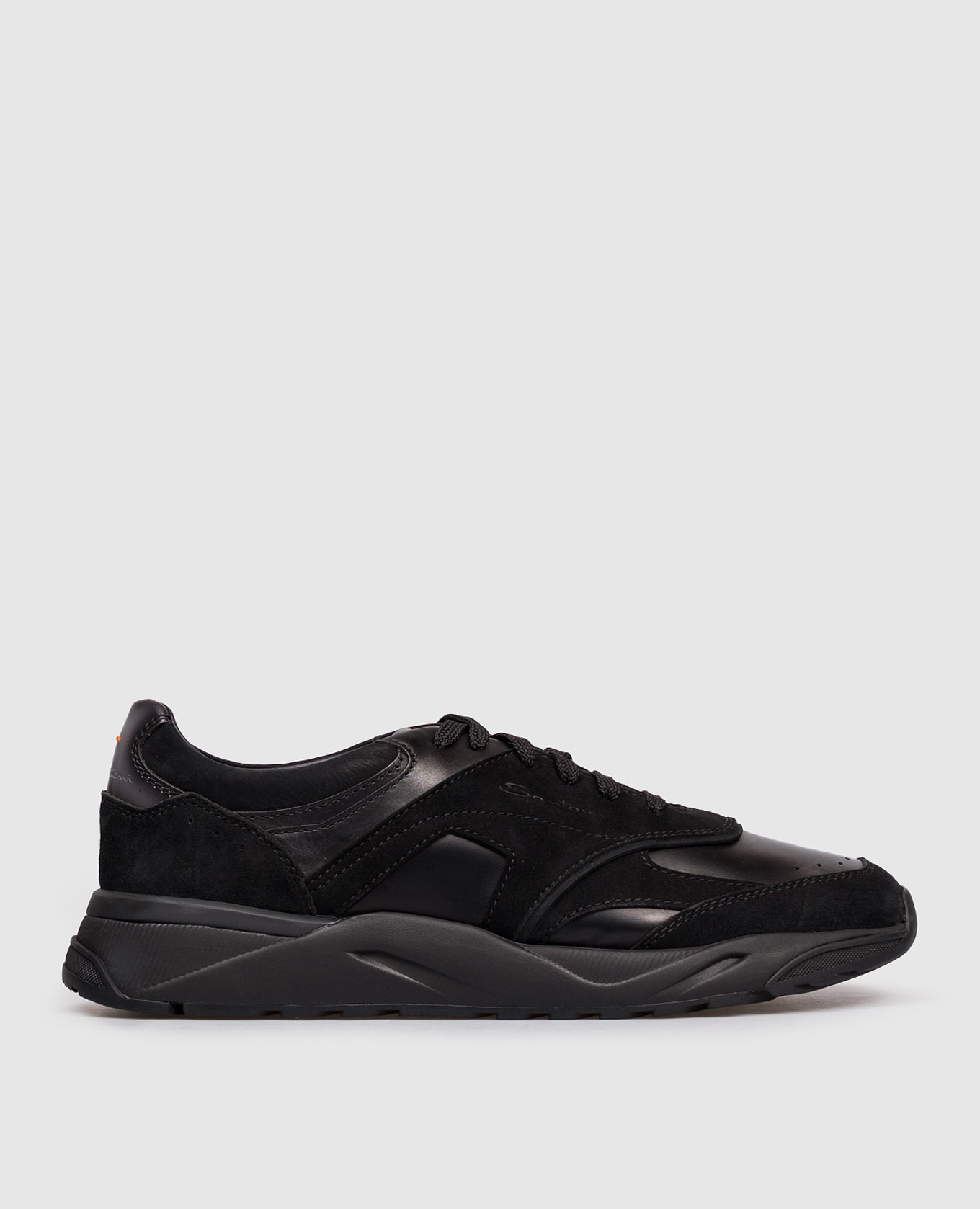 Black suede sneakers with logo Santoni