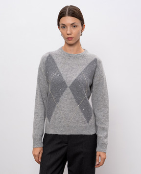 Peserico Gray wool, silk and cashmere sweater with sequins S99391F079283H