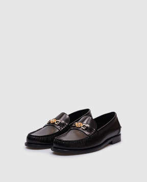 Versace Black leather loafers with metal Medusa emblem 10121231A08773