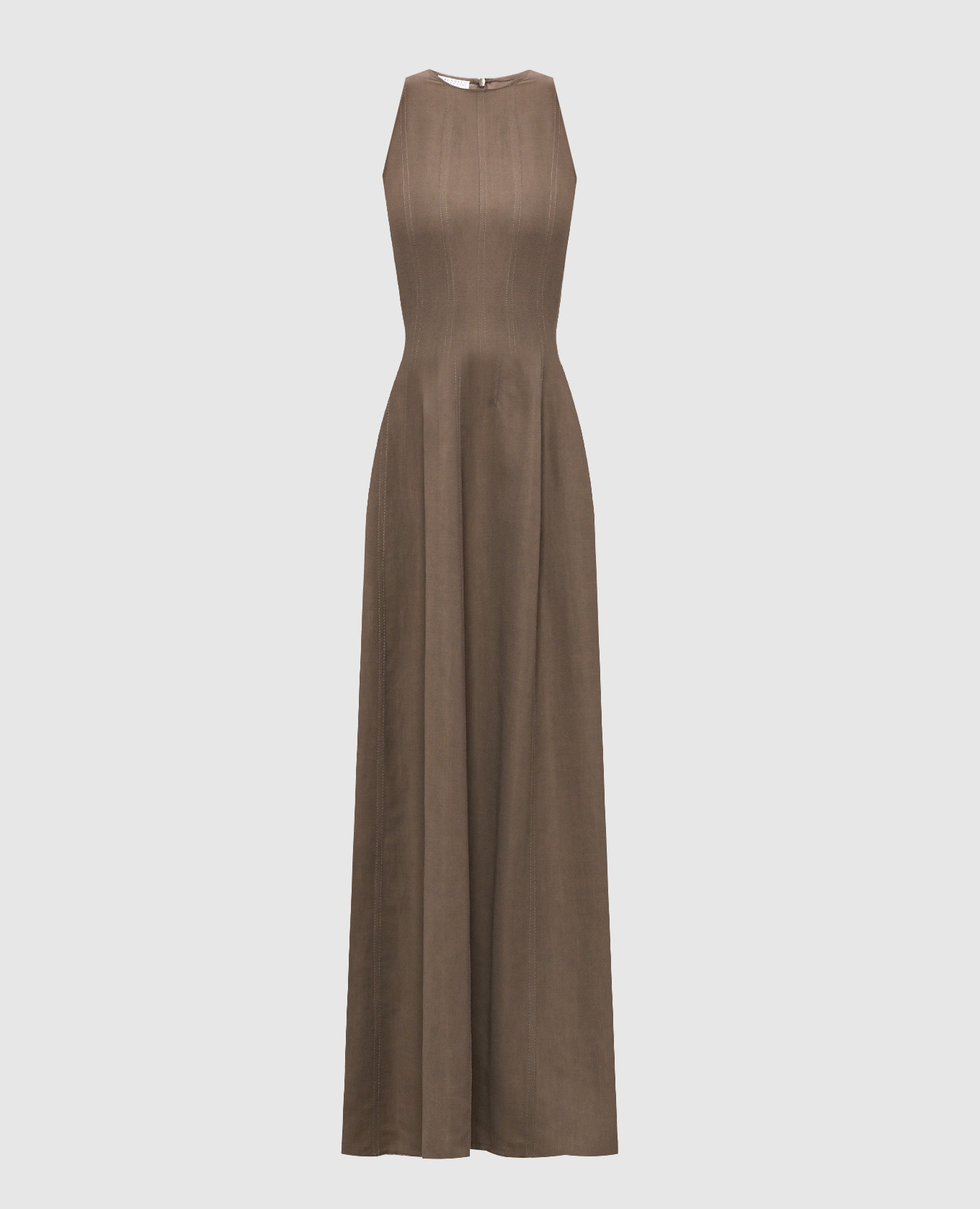 

Brown Fluid dress with linen Brunello Cucinelli