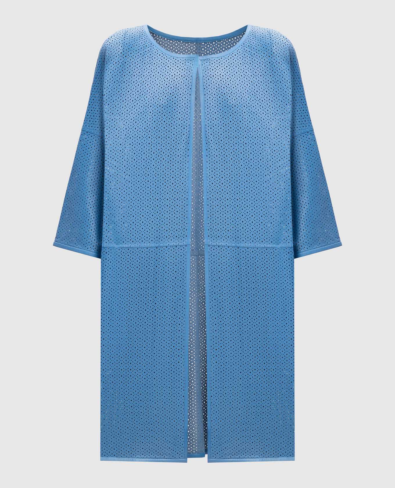 Blue Perforated Lambskin Trenchcoat
