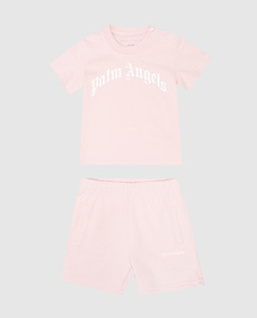 Palm Angels Children's pink suit with logo print PG2X012S25JER001