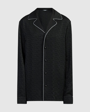 Balmain Black blouse with a monogram pattern CH0HU270VE82