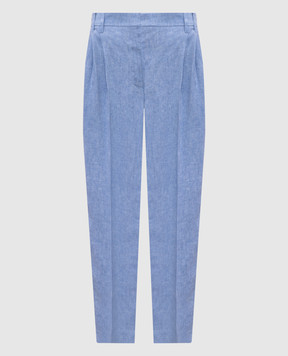 Brunello Cucinelli Blue linen pants with lurex MH547P8308