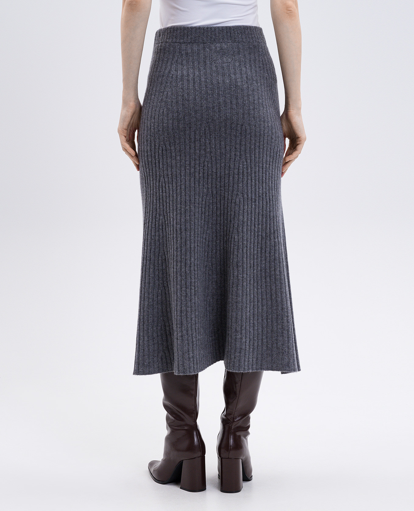 

Gray wool and cashmere midi skirt Twinset, Grey
