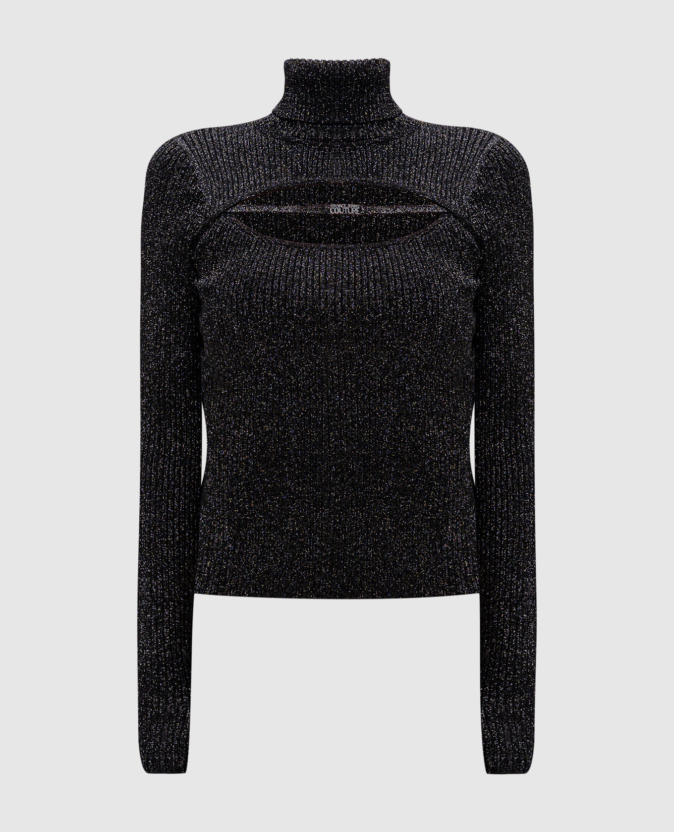 

Black ribbed turtleneck with a curved neckline Versace Jeans Couture