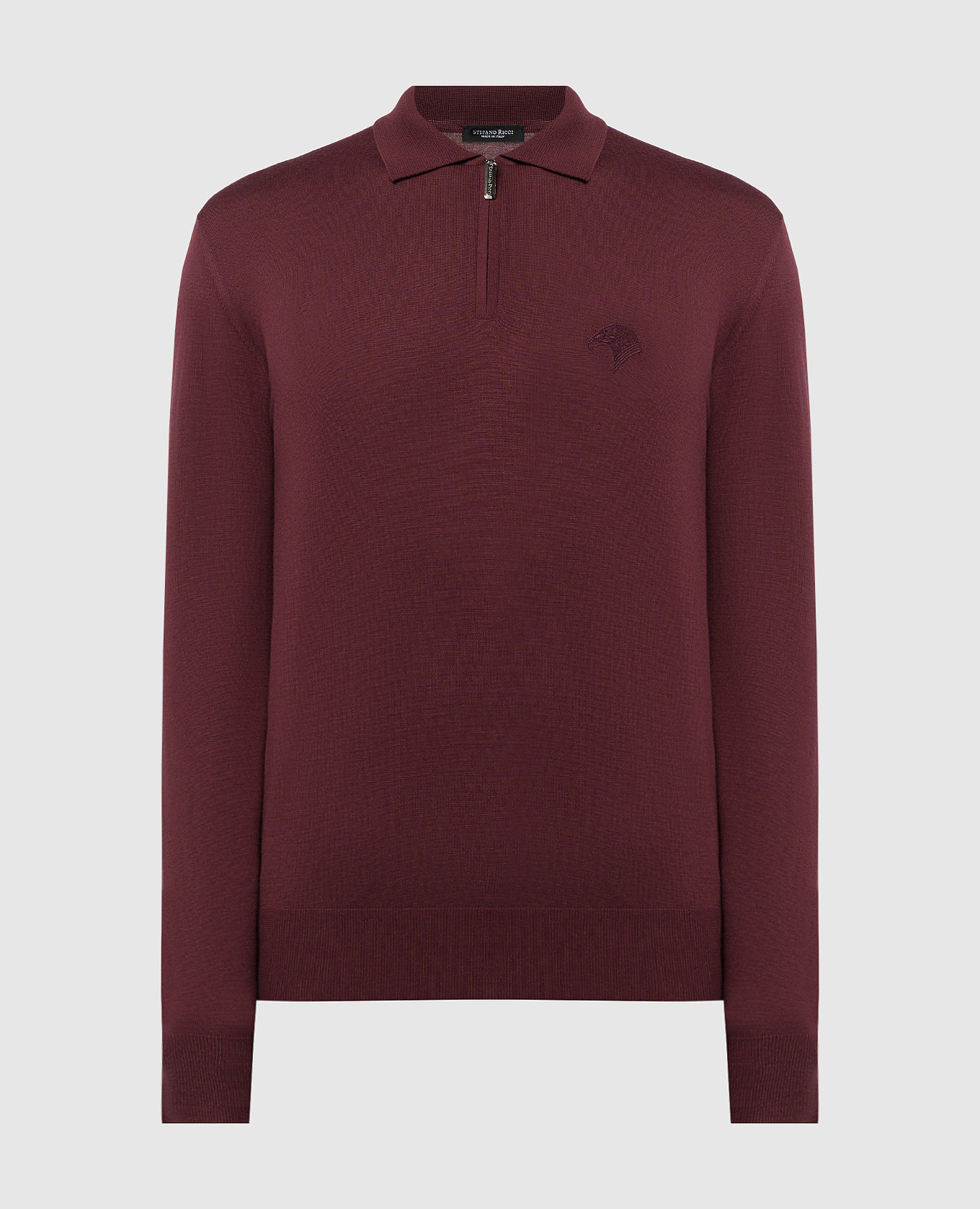 

Burgundy wool polo shirt with logo embroidery Stefano Ricci
