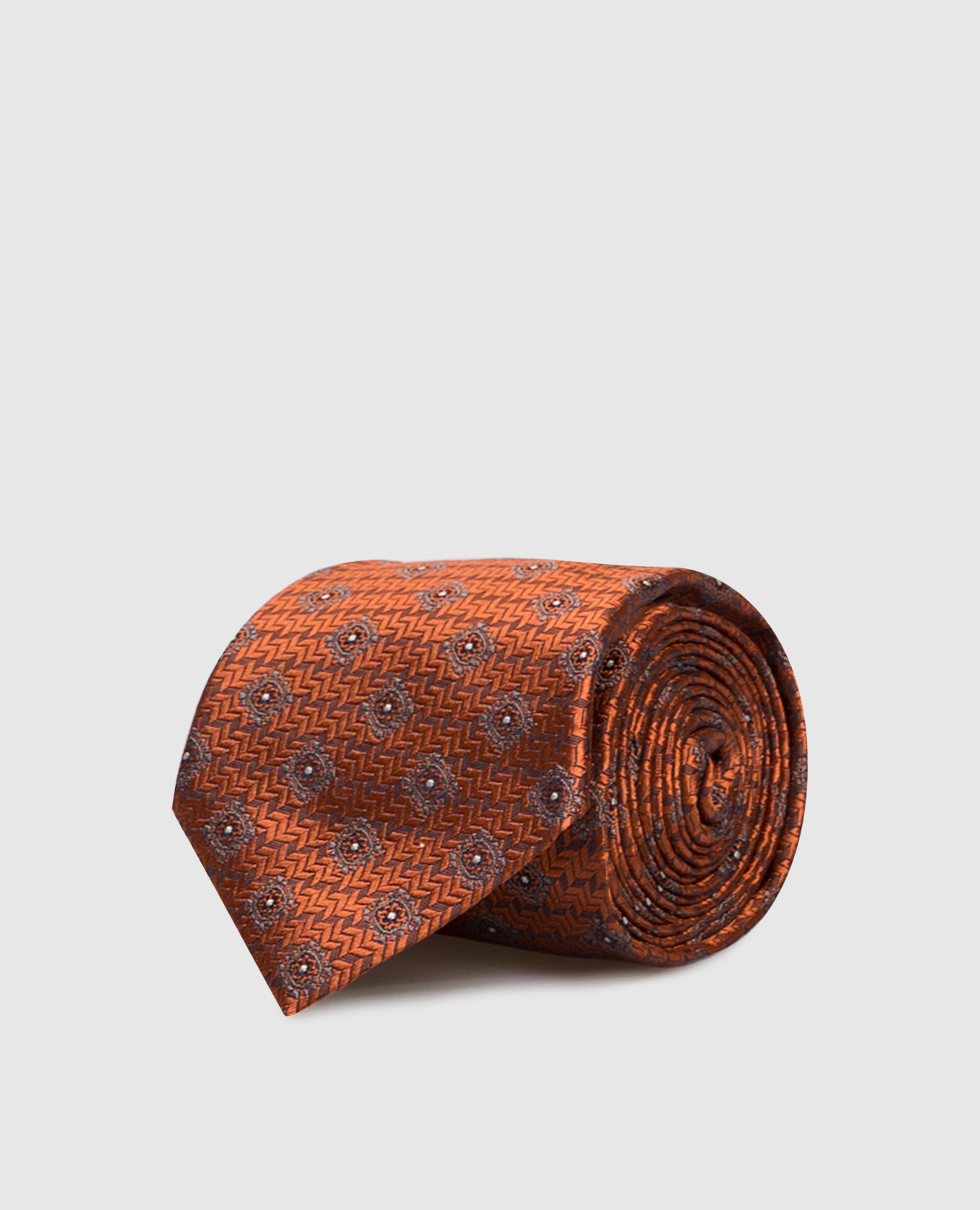 Orange patterned silk tie Brunello Cucinelli