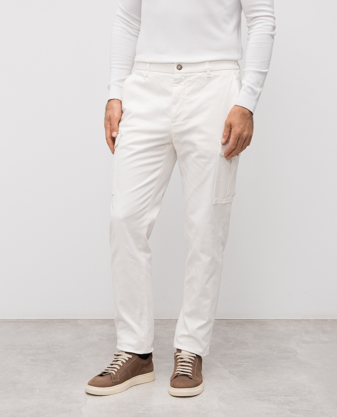 

White cargo pants with logo Peserico
