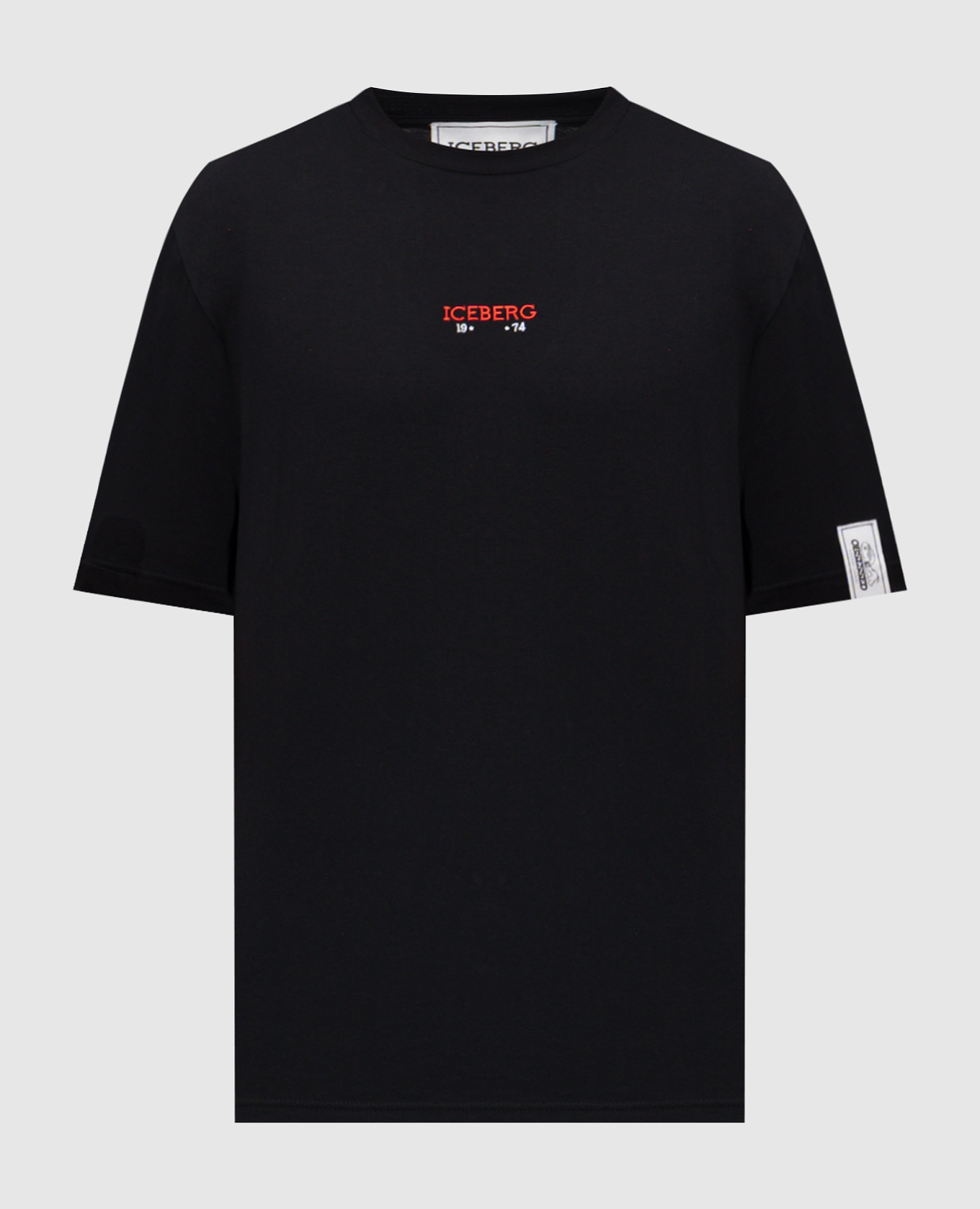 Black T-shirt with embroidered logo and print Iceberg
