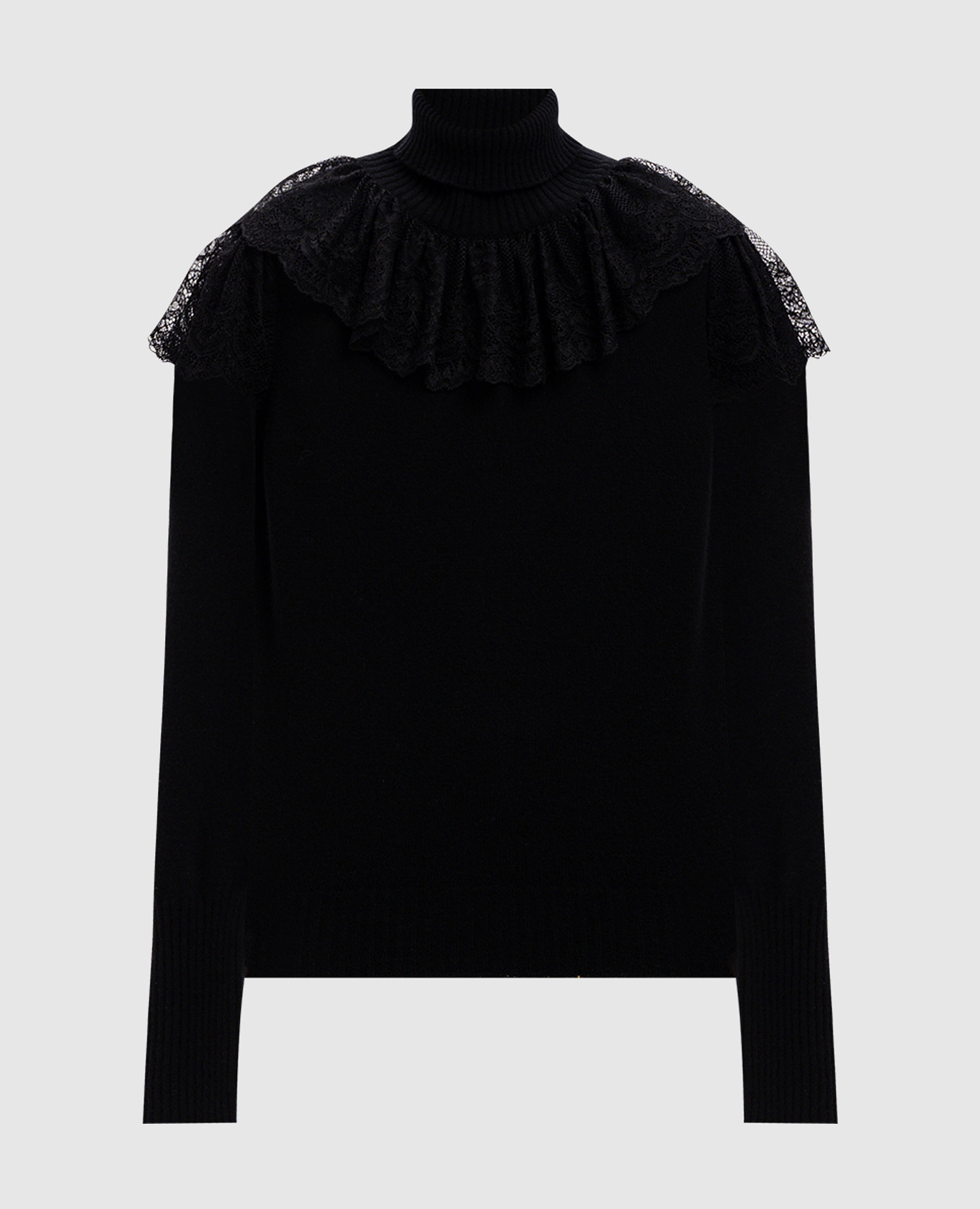 

Black wool and cashmere sweater with lace Twinset