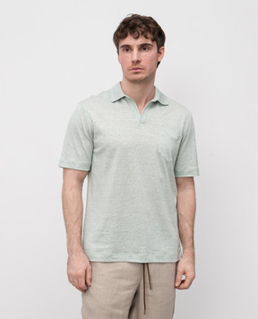 Sease Green melange polo shirt with linen TP030TJ221
