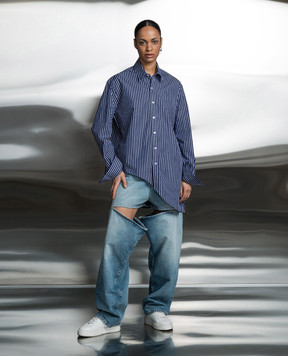 SSHEENA CANOTTA blue striped shirt 24SSCANOTTATS24008