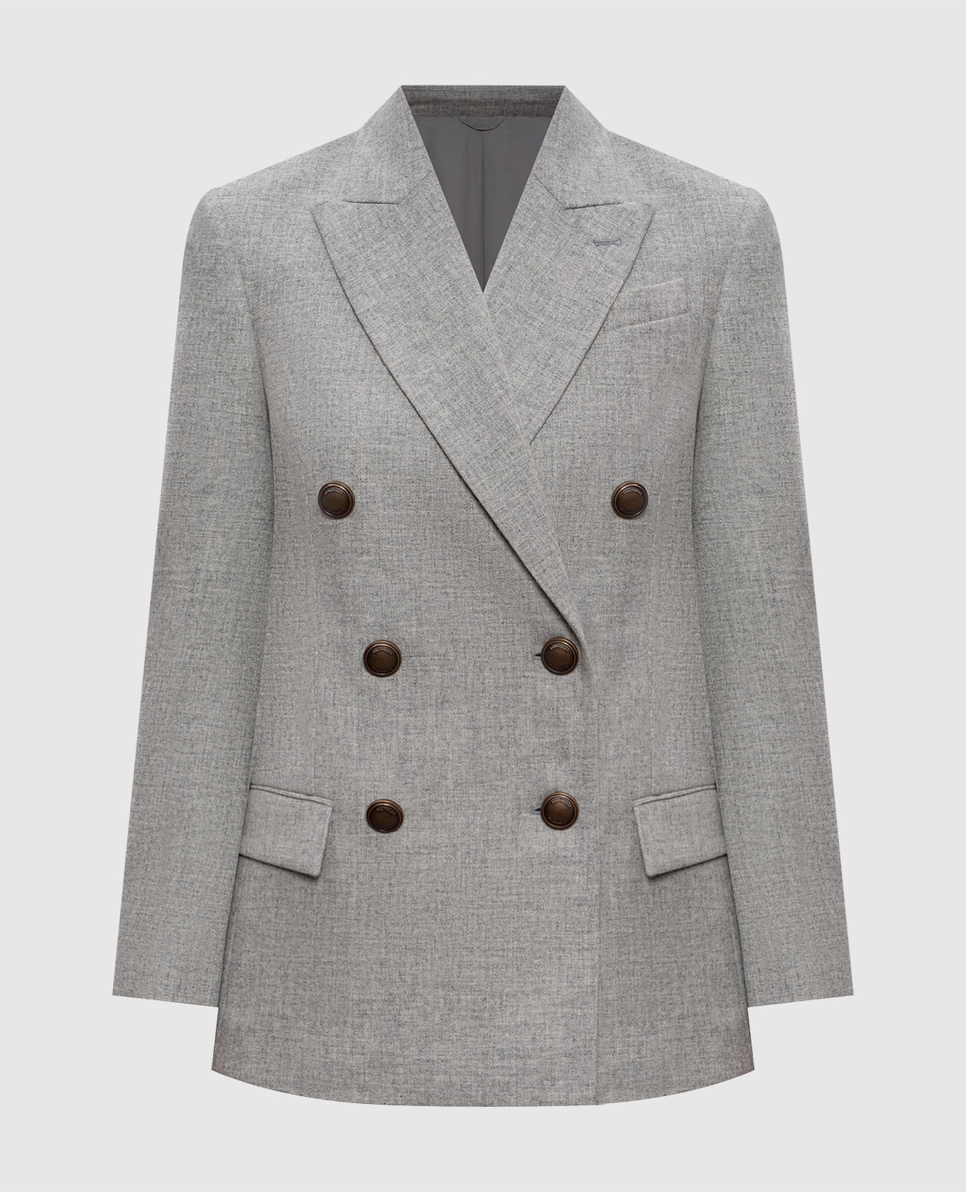 

Gray double-breasted wool and cashmere jacket Brunello Cucinelli, Grey