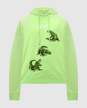 Off-White Green hoodie with crystal logo OMBB085S25FLE006