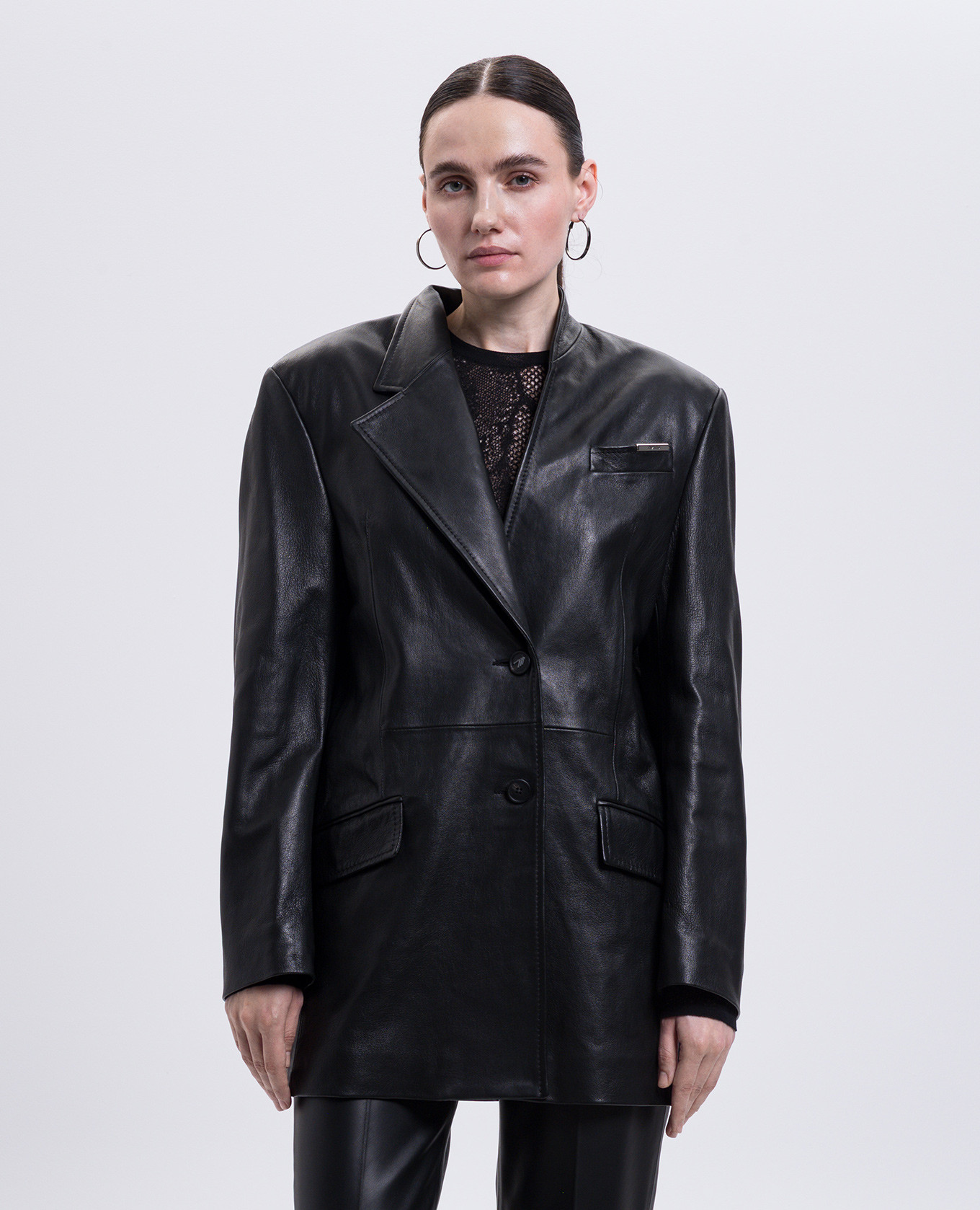 Black leather jacket with logo The Attico 3