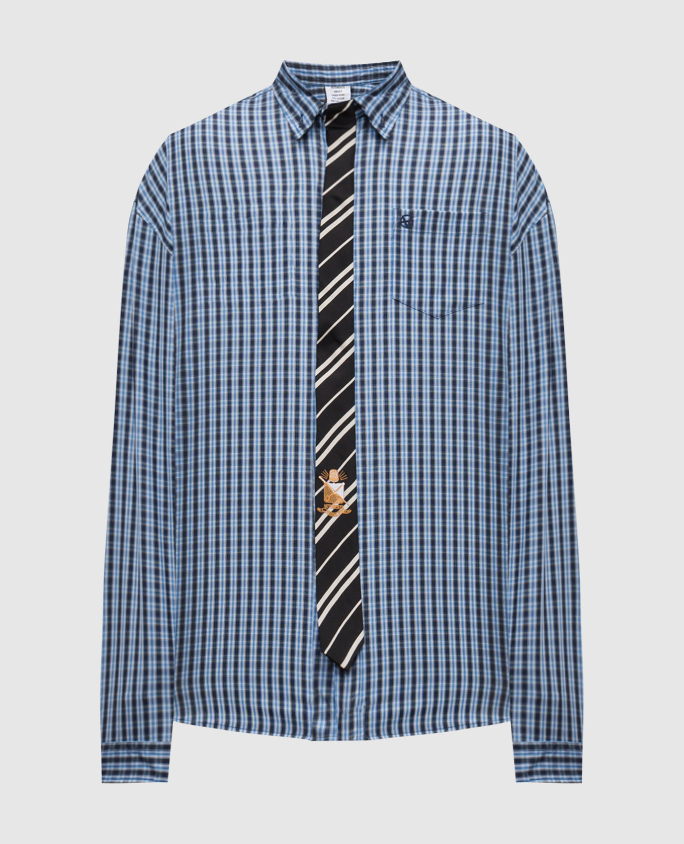 Blue checkered shirt with applique Vetements