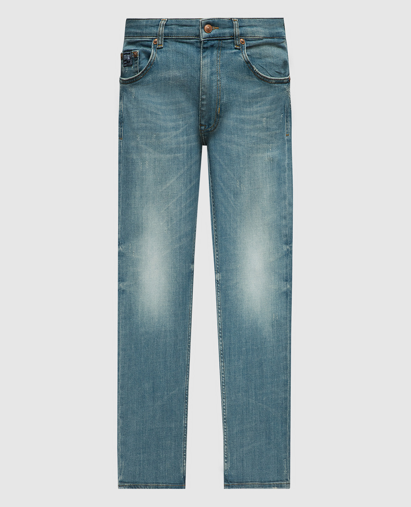 

Blue jeans with a distressed effect Versace Jeans Couture, Голубой