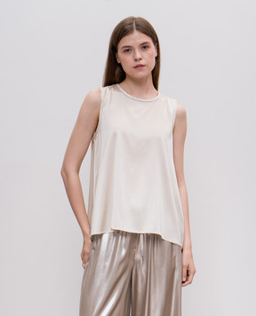 Peserico Beige silk top with monil chain trim A0890302372