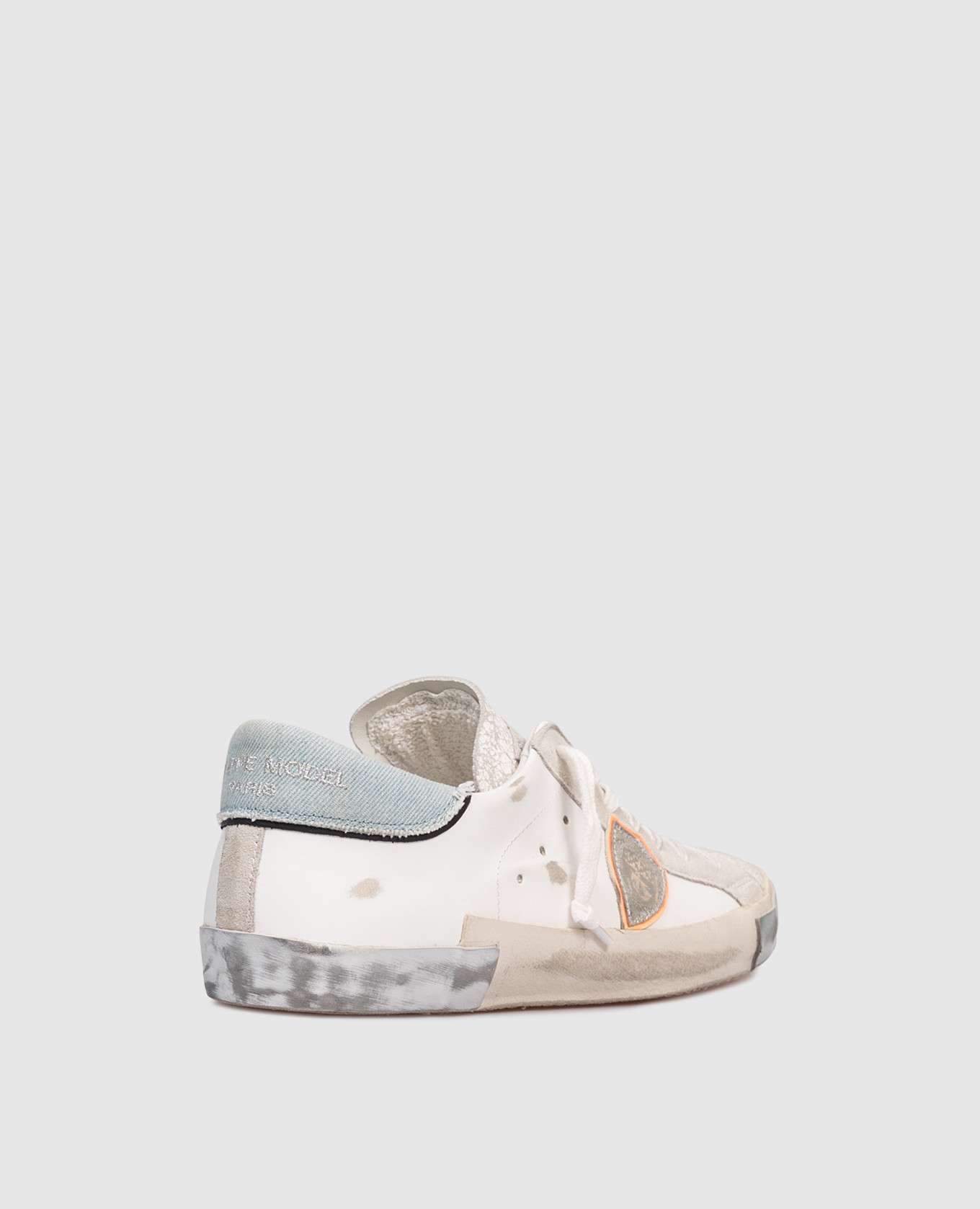 

White leather sneakers with a vintage effect Philippe Model