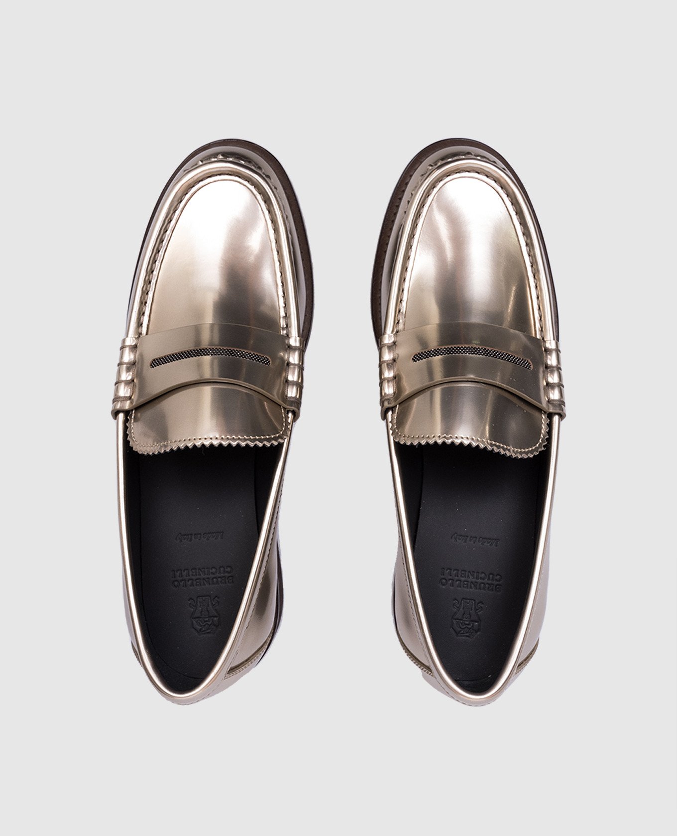 

Gold leather loafers with monil chain Brunello Cucinelli, Golden