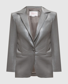 Babe Pay Pls Gray leather jacket CWSS24007