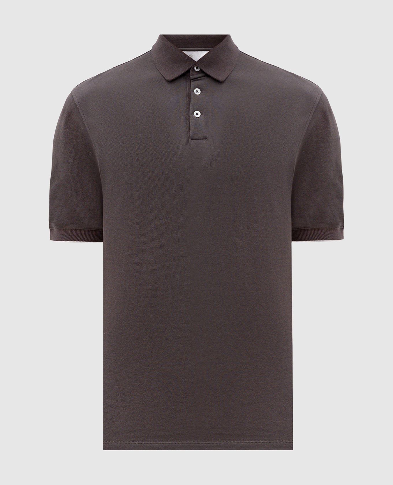 Grey polo with logo emblem Brunello Cucinelli