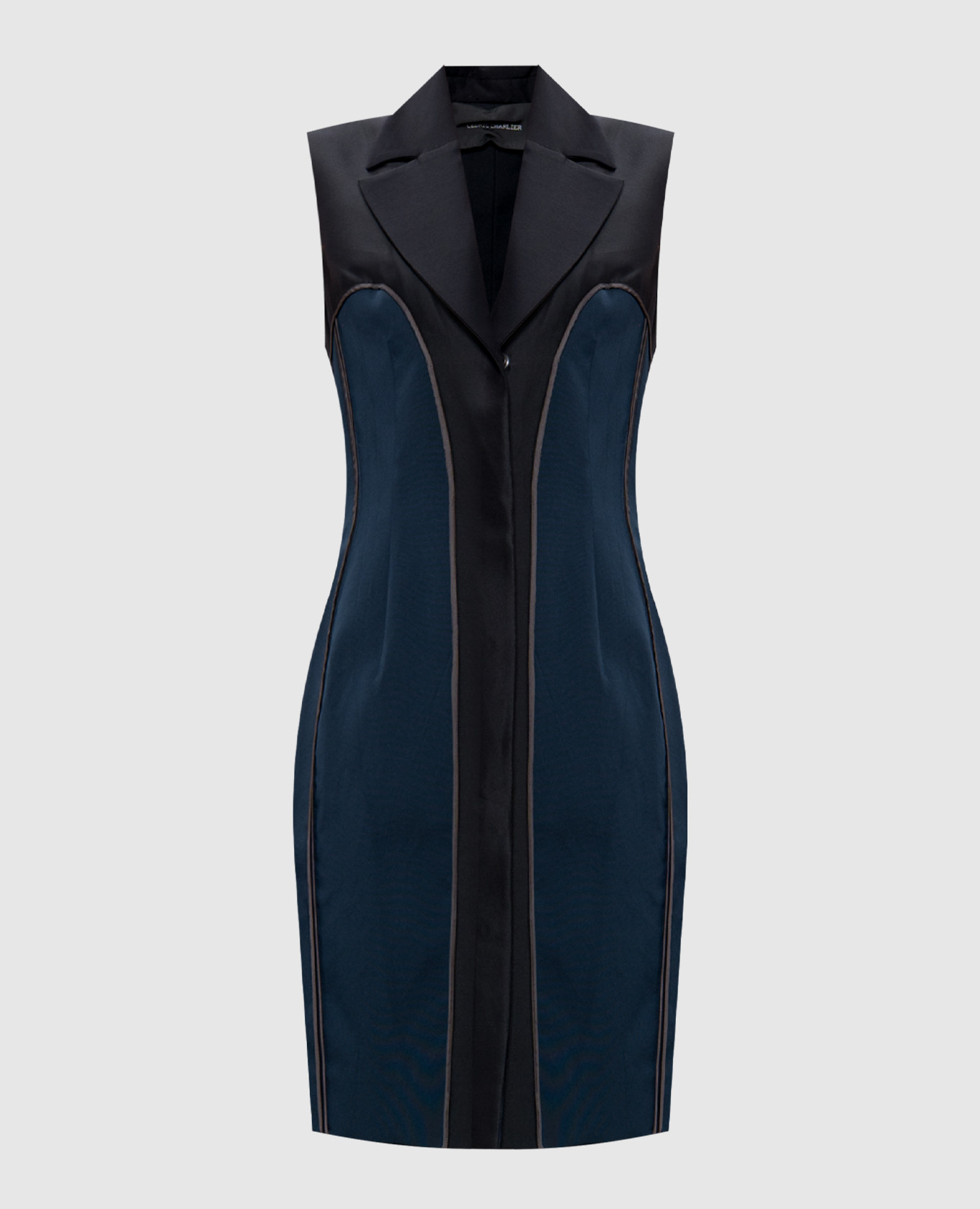 

Blue dress-vest with wool with the effect of inside out Cedric Charlier