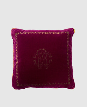 Roberto Cavalli Pink animal print logo monogram decorative pillow H0100000019C119