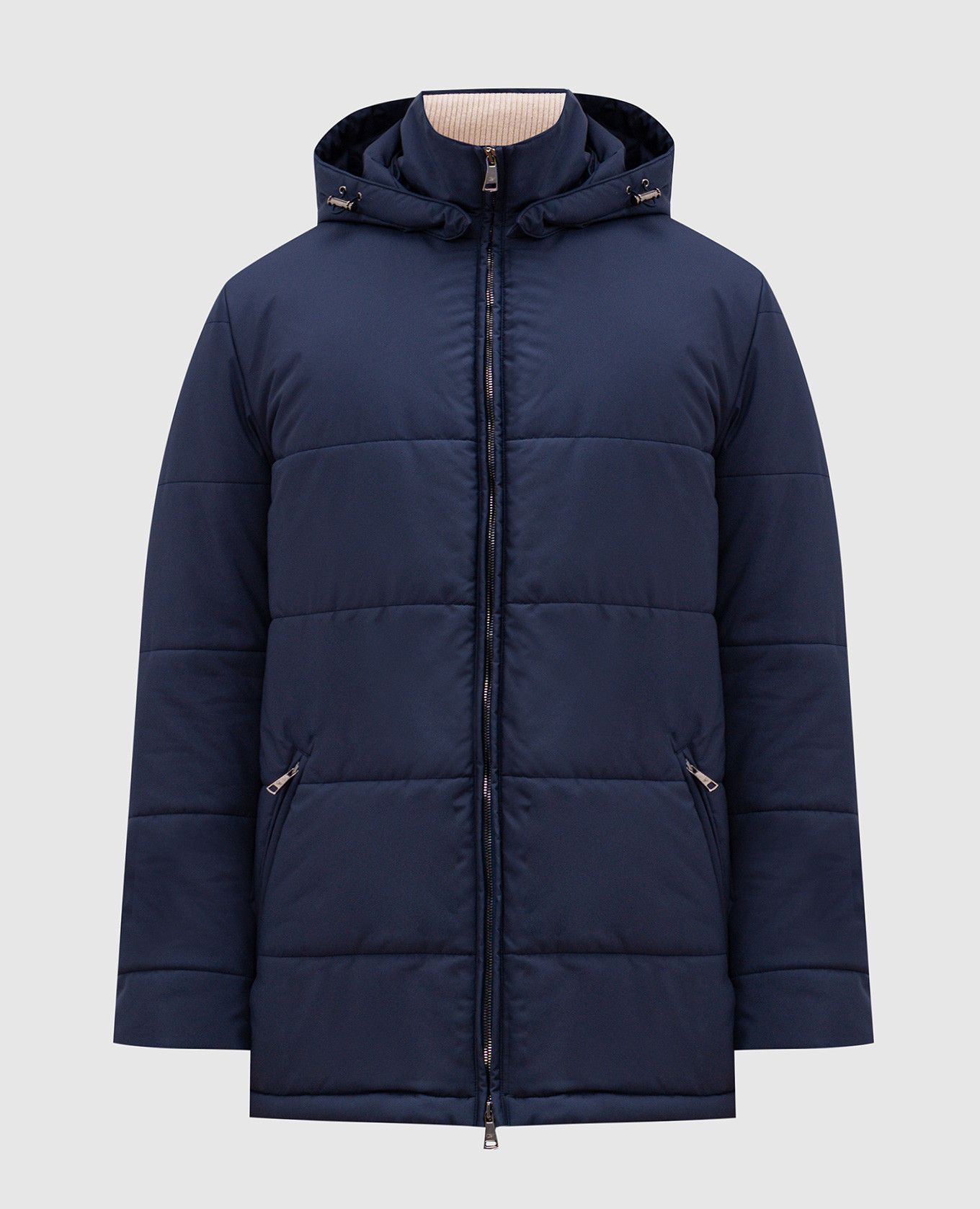 Blue quilted jacket with logo monogram engraving cashmere&whiskey
