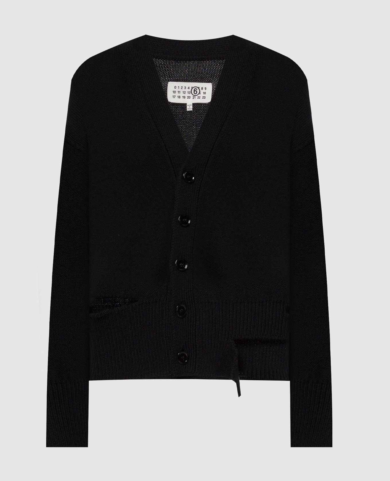 Black cardigan with wool with curly necklines maison margiela mm6