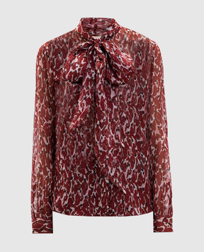 Saint Laurent Burgundy Lavallière silk blouse 842861Y4J35