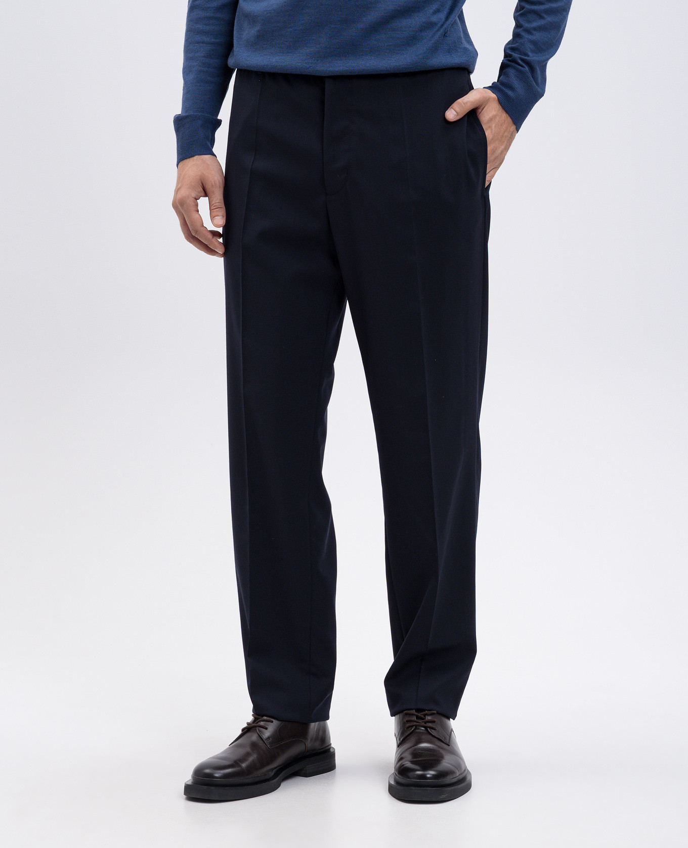 

Blue wool pants with logo Moncler