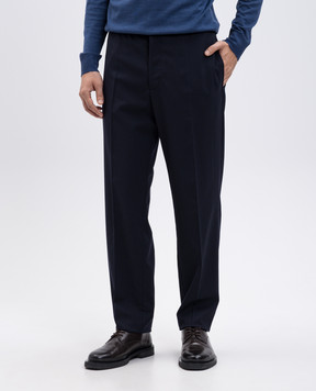 Moncler Blue wool pants with logo K20912A00018597FV