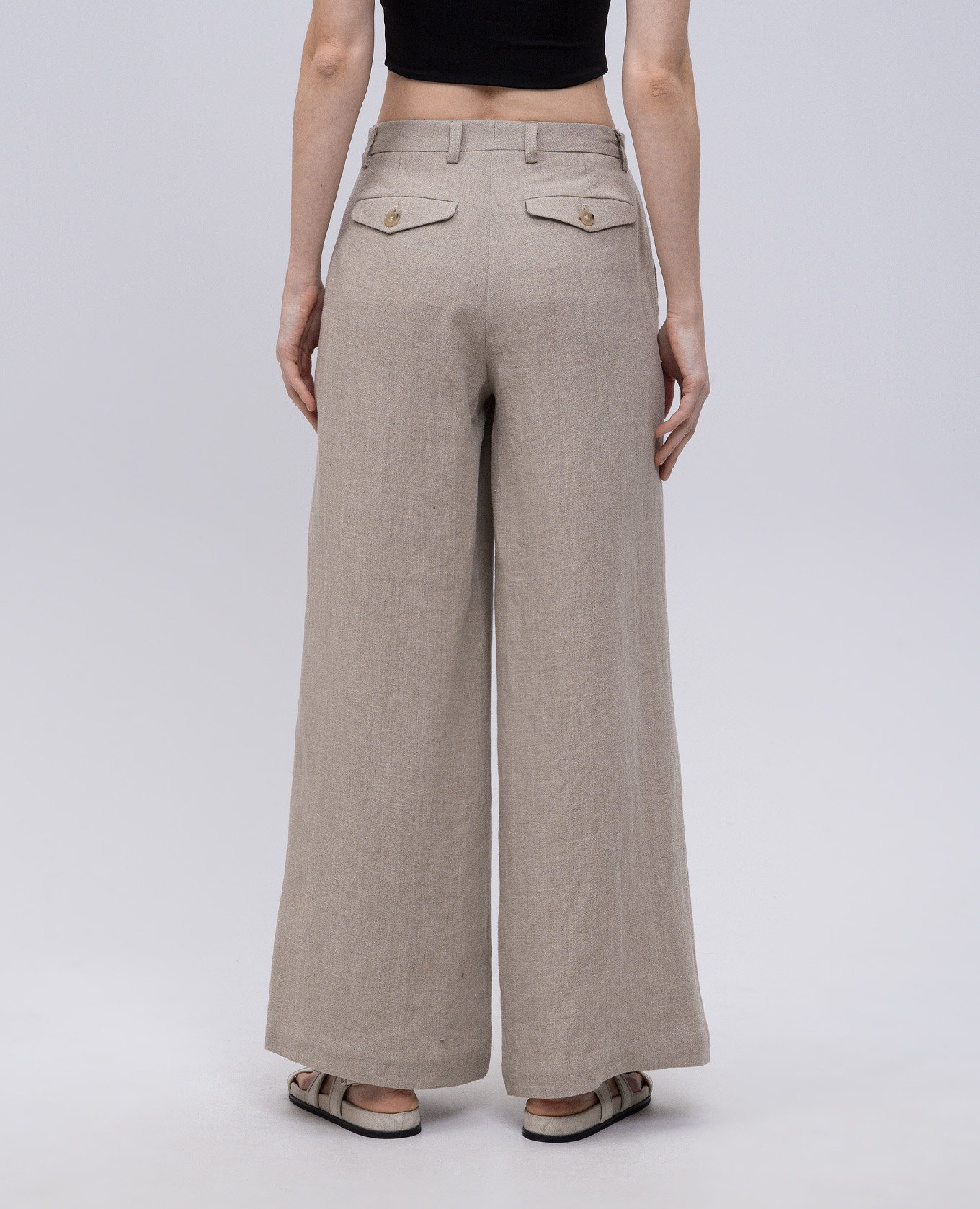 

Beige linen flared pants Solotre