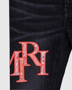AMIRI Children's black jeans with logo patch AKDNSY1002